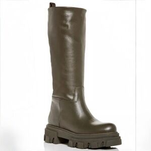 Aqua Private Label Kiki Tall Leather Lug Soles Platform Boots 10 (Fits like 11)